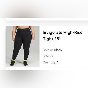 Lululemon Invigorate High-Rise tight 25" size 6 color black